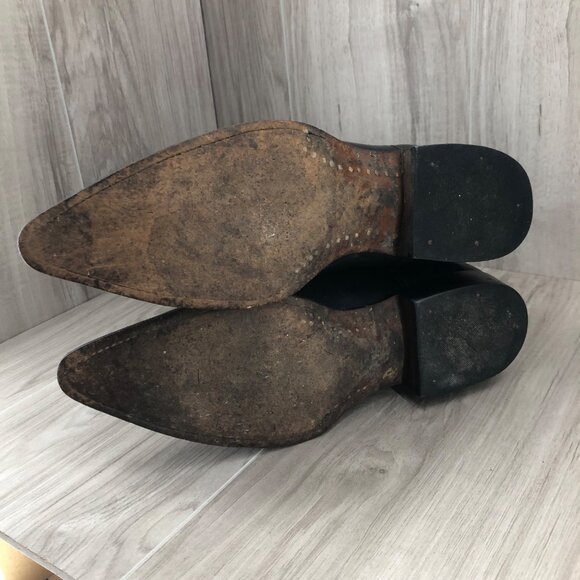 Rudel Western Boots Mens 8.5 Black Leather Pull On Rodeo Cowboy Boots - Picture 14 of 14